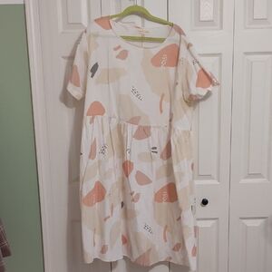 Tradlands Cream and Pink Abstract Dress